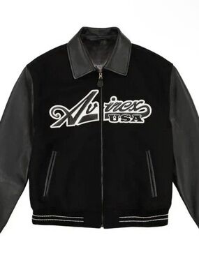 Authentic Avirex USA Varsity Bomber Jacket Men’s Medium Leather & Wool NWT